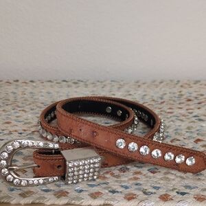 Beautiful Leather & Crystal Studded Belt